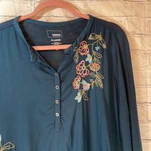 Sonoma pullover v neck faux button top size XL hunter green